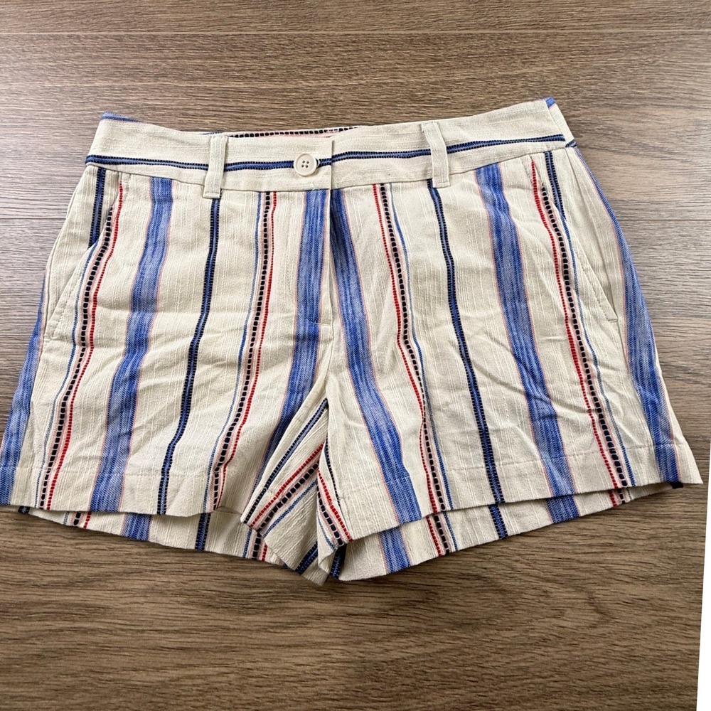 Loft Outlet Chino Shorts Striped Red Blue Size 4 NWT 4th Of July Party Casual